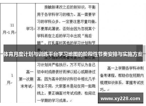体育月度计划与训练平台学习地图的阶段性节奏安排与实施方案